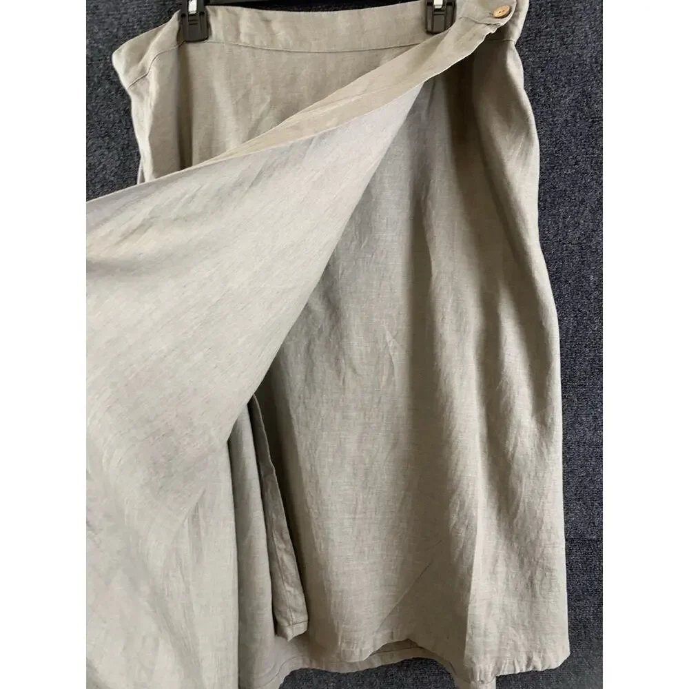Reistor 100% Hemp Wrap Midi Skirt Sage Green Boho Women's Size 2XL Eco-Friendly